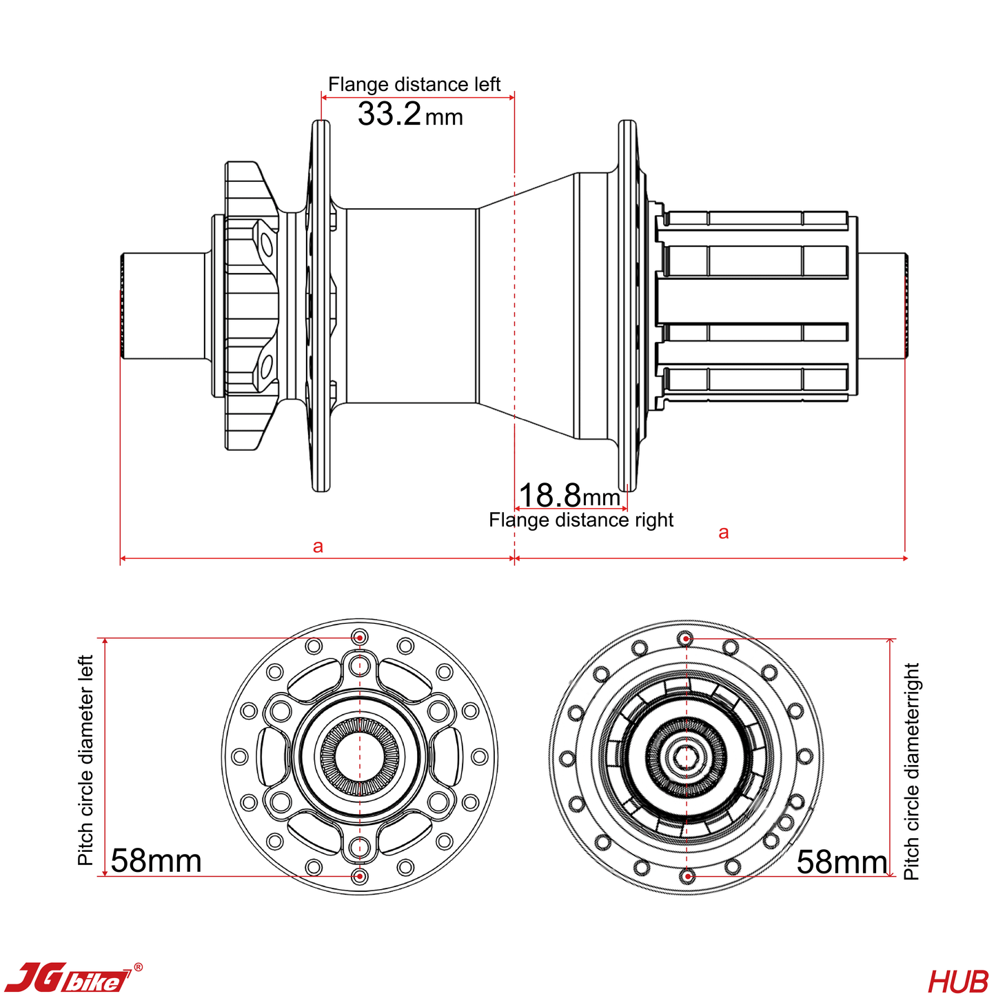 JGbike MTB V2 Hubs, 6 Pawls, 57 Teeth, 114 Points Engagement, 32H for 6 Bolts Disc Brake, Compatible for Shimano HG MS and Sram XD Driver Body, 8 9 10 11 12 Speed