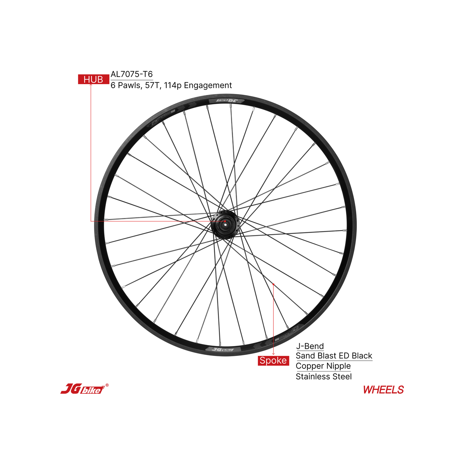 JGbike Mountain Bike Wheelset M30 26" 27.5" 29" tubeless Ready with 57T 6 pawls 114points 32H hubs, Double Wall Alloy 6-Bolts Disc Brake Mount for Shimano SRAM Driver